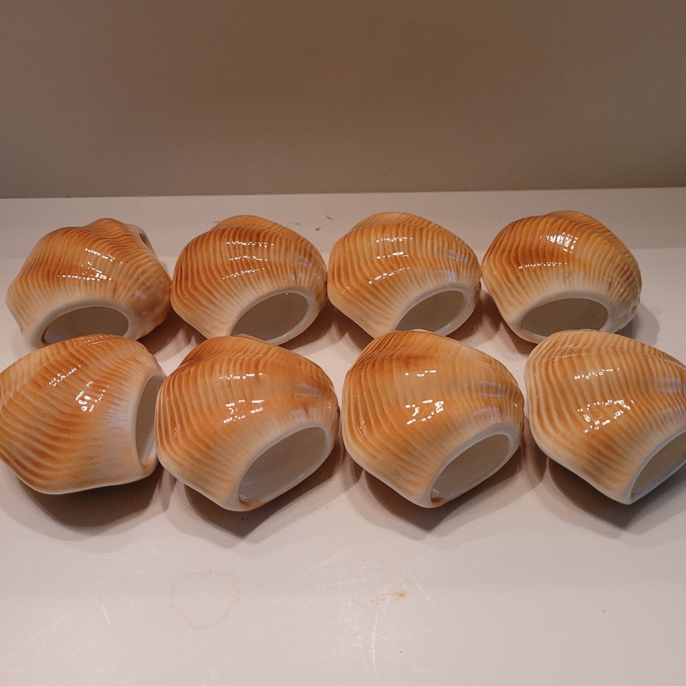 Set of 8 Ceramic Clam Shell Napkin Holders.